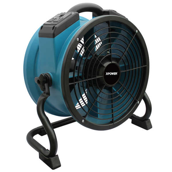 XPOWER X-34AR Variable Speed Sealed Motor Industrial Axial Fan with Power Outlets - Blue