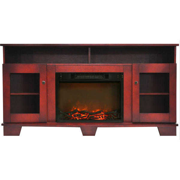 Cambridge Savona Fireplace Mantel with Electronic Fireplace Insert, Cherry