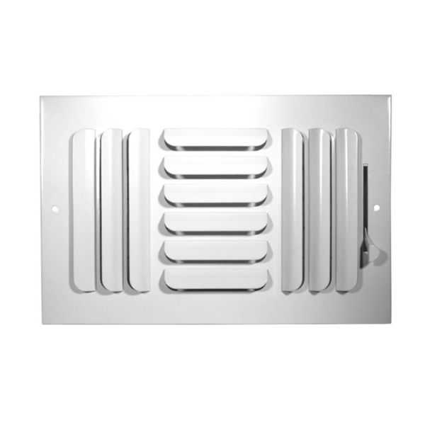 Grille Tech CB3W12X6 - Stamped Steel Ceiling Air Register Curved Blade 3-Way 12' X 6' White